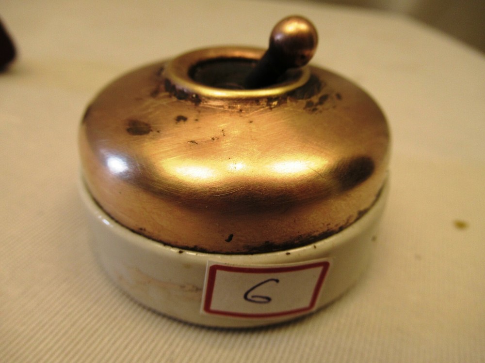 Vintage Crabtree Brass Dome Toggle Switch 2.2” Ceramic Base British Antique "R4