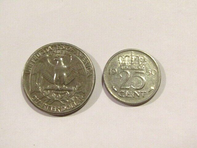 Netherlands 1950 25 Cents Coin