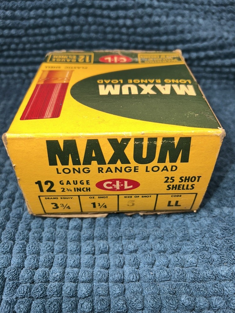 Vintage C I L Maxum Long Range Load 12ga EMPTY Shotgun Shell Box