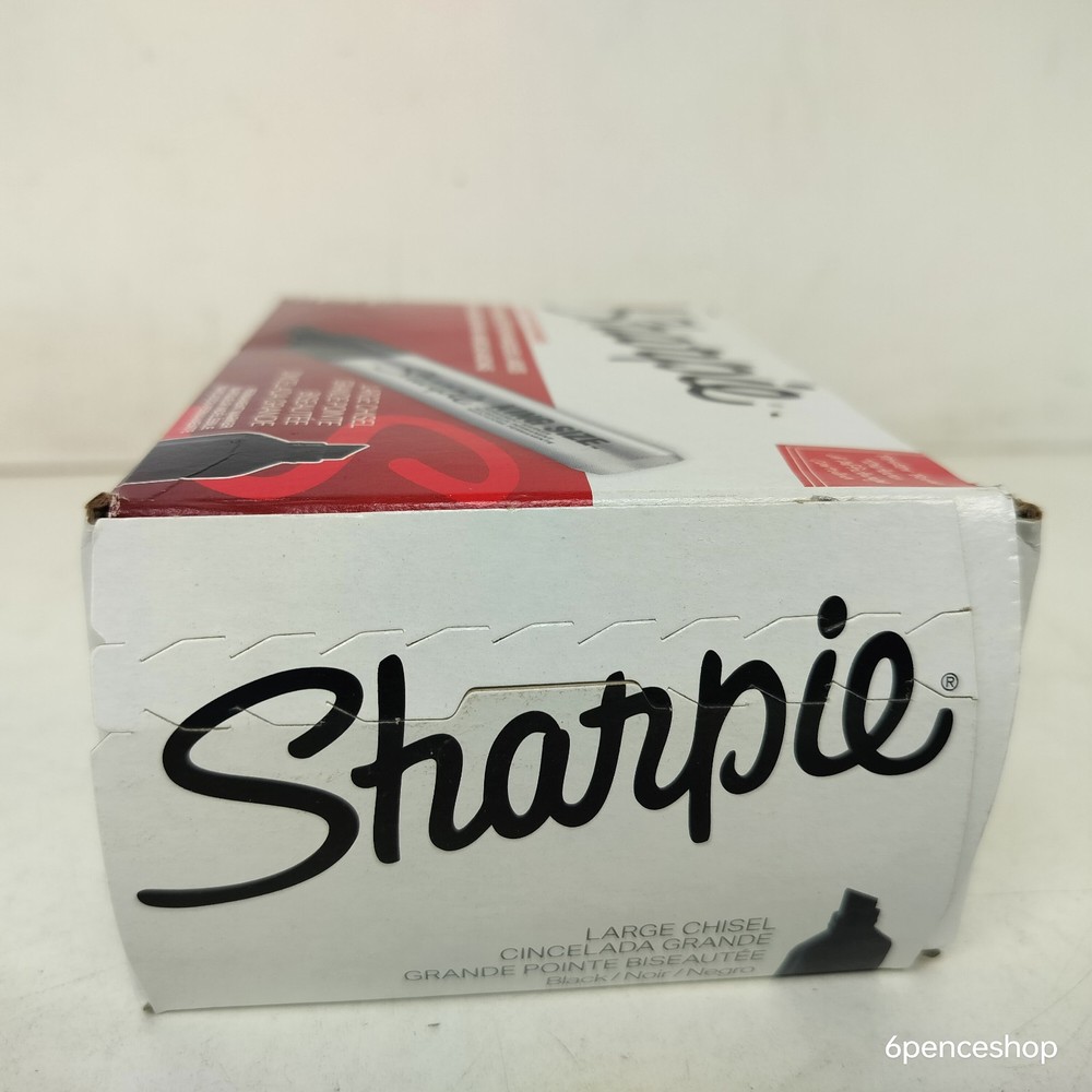 *Deformed Box* Sharpie 12-CT King Size Large Chisel Tip Black Marker