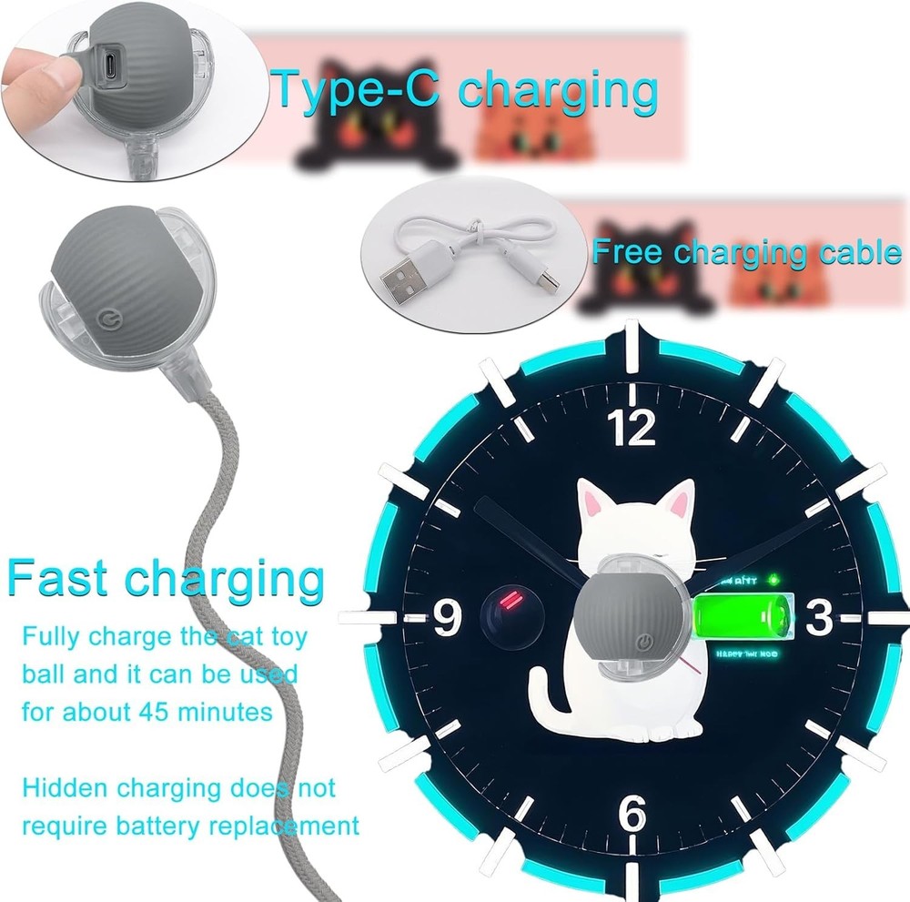 Automatic Rolling Ball for Cats – Rechargeable Smart Interactive Toy, Durable