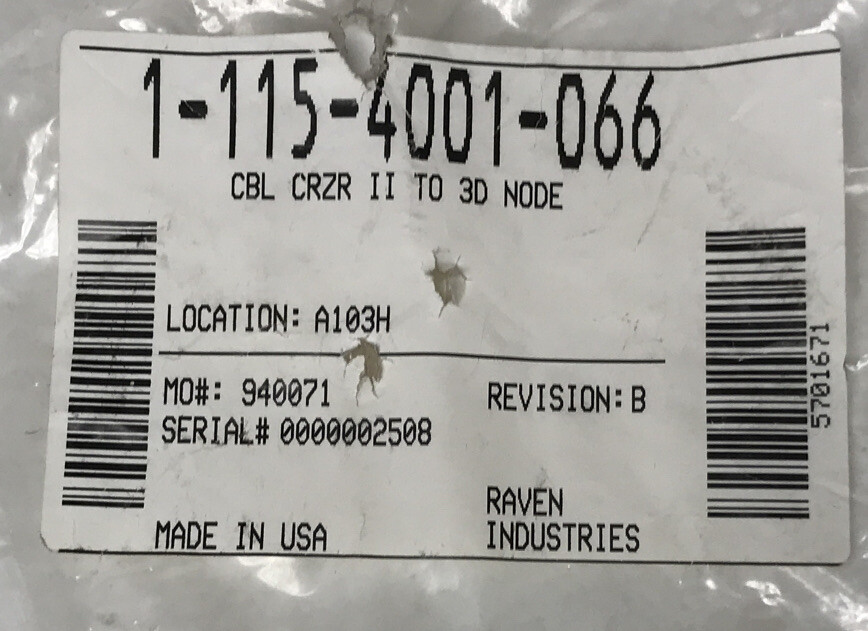 115-4001-066 Raven Cable Cruizer II to 3D Node Chassis Interface Cable