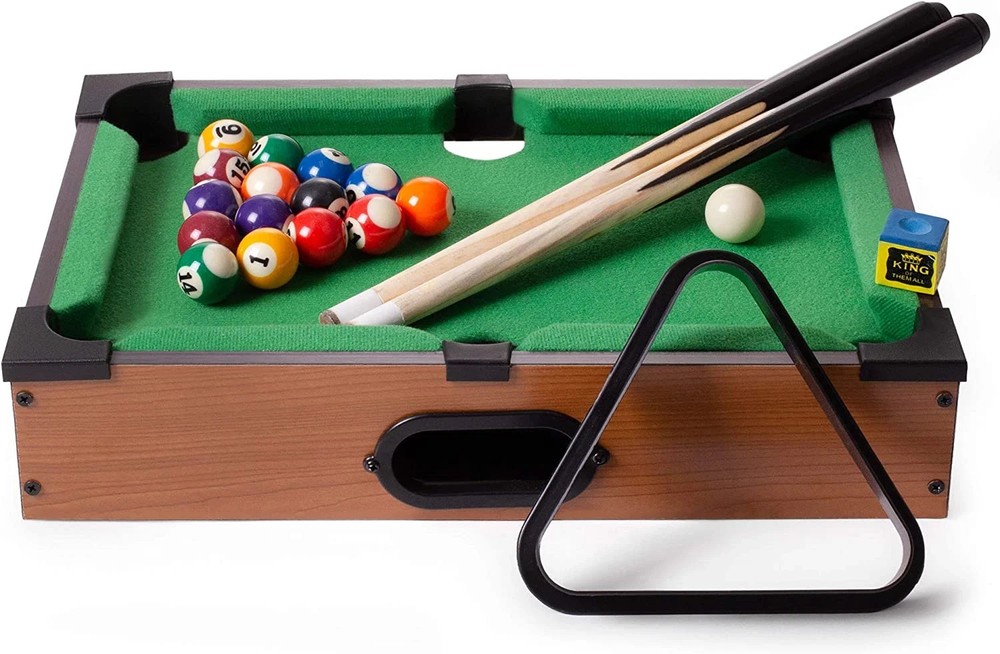 NOS Tabletop Pool Mini Pool Table & Billiard Set Small Billiards Game Real Balls