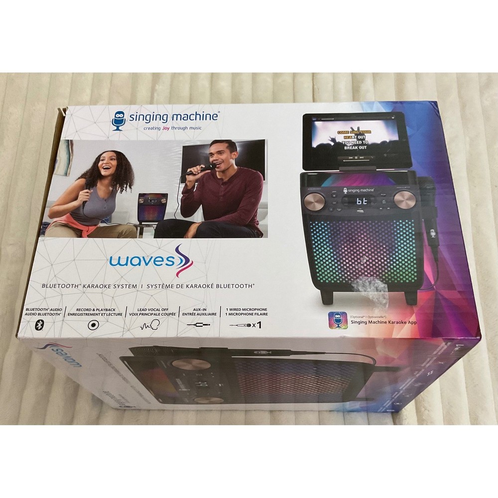 Singing Machine Waves Bluetooth Karaoke System SML693BK LED Lights Black NEW