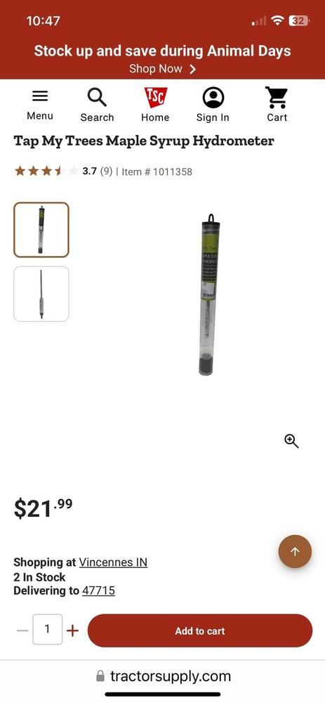 Maple Syrup Hydrometer