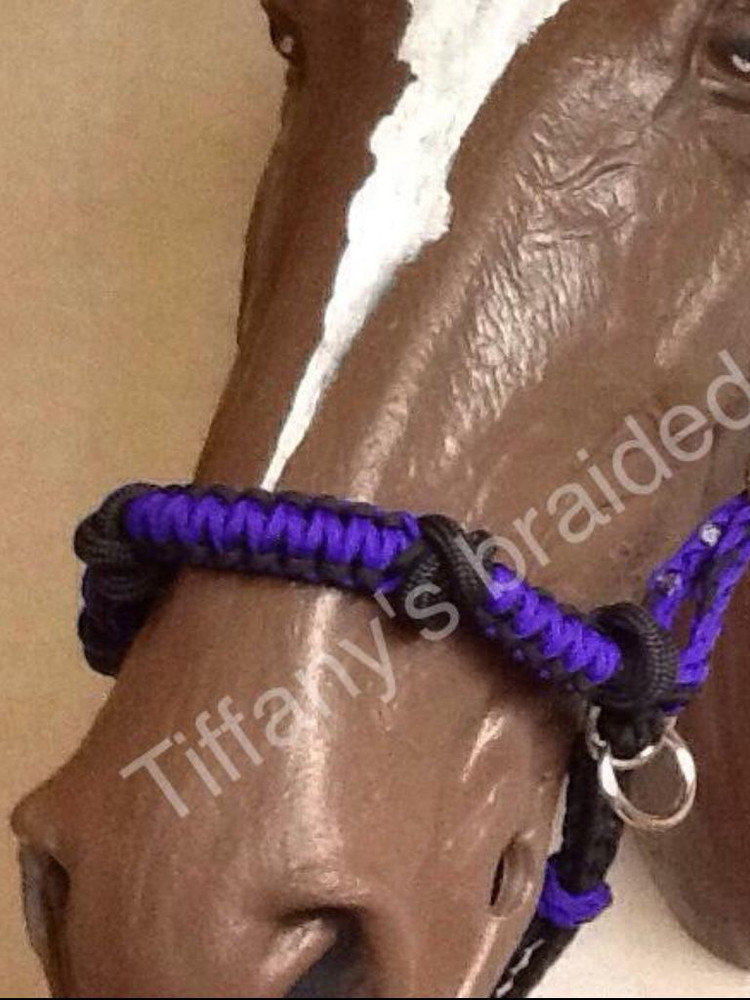 rope nose side pull hackamore with a whoa attachment black rope