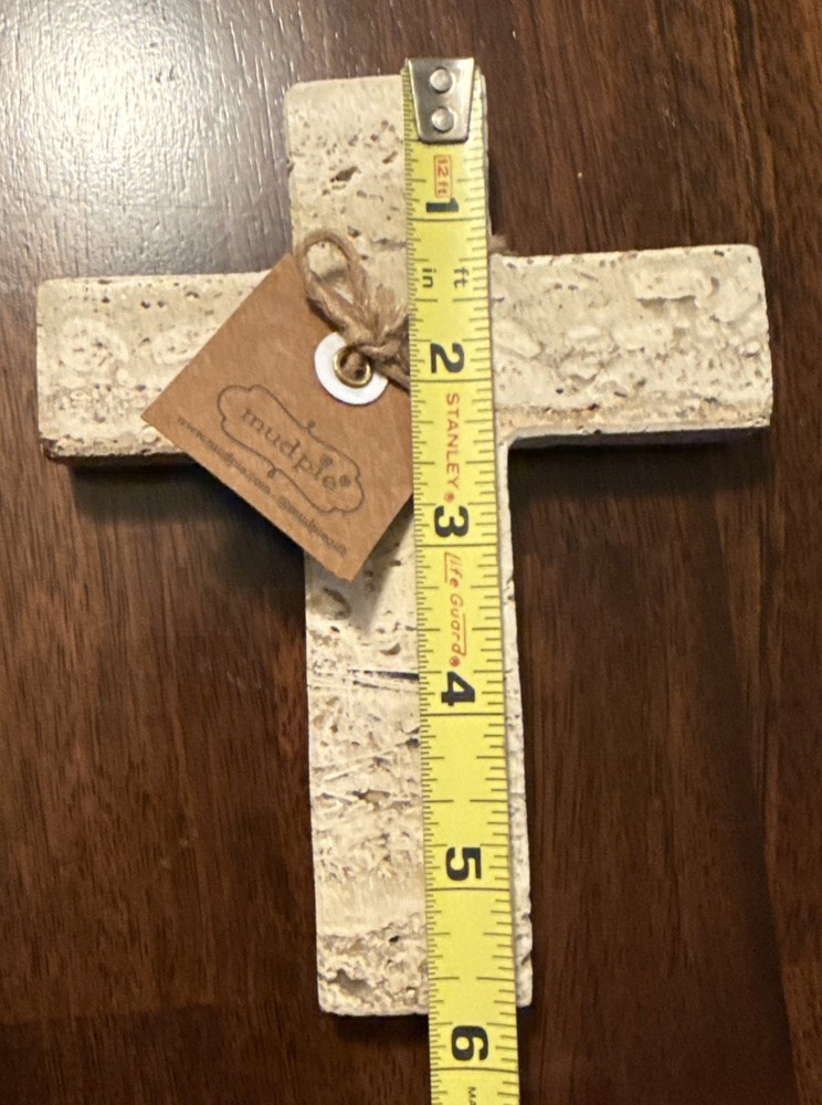Mud Pie Cream Travertine Cross