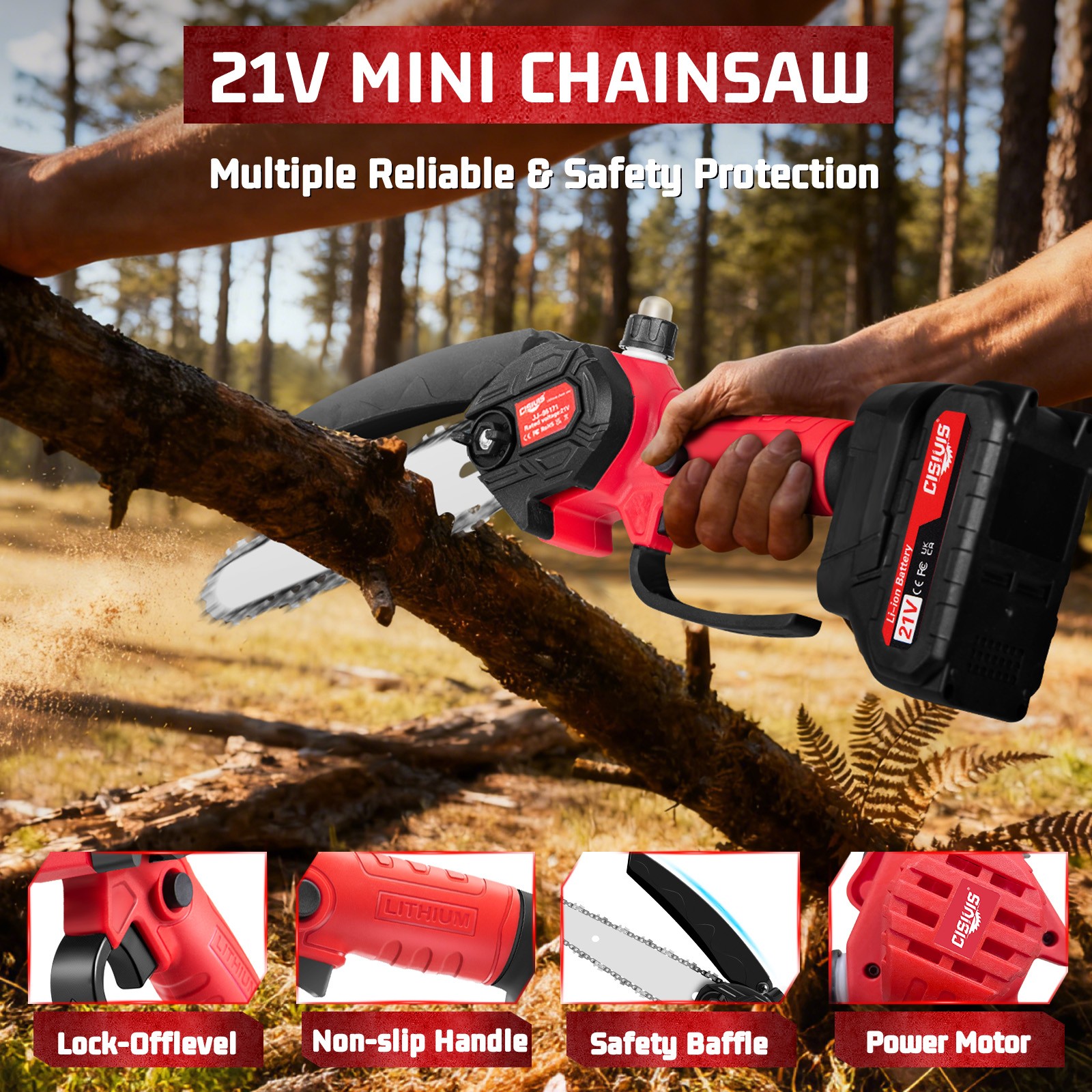 4/6inch Wireless Mini Chainsaw Equipped with 2 Large Capacity Batteries.Handheld