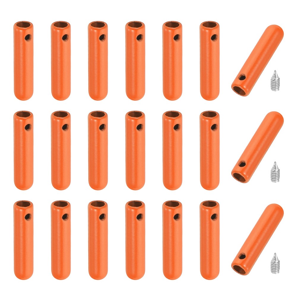 24Pcs Shoelace Tips with Screw, Alloy 25mm Aglets End Tip, Orange