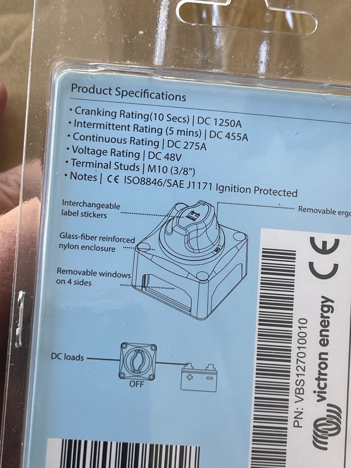 Victron Energy 275A ON & Off Battery Switch VIC-VBS127010010