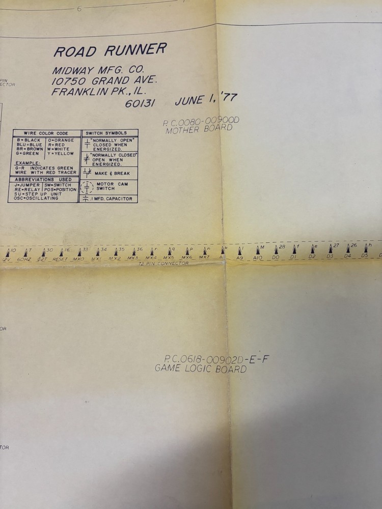 ORIGINAL-MIDWAY-ROAD RUNNER-SCHEMATICS-GENERAL INSTRUCTIONS