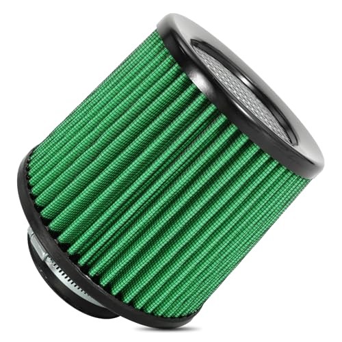 Cold Air Intake Filter High Performance Washable Filter Clamp-On Green