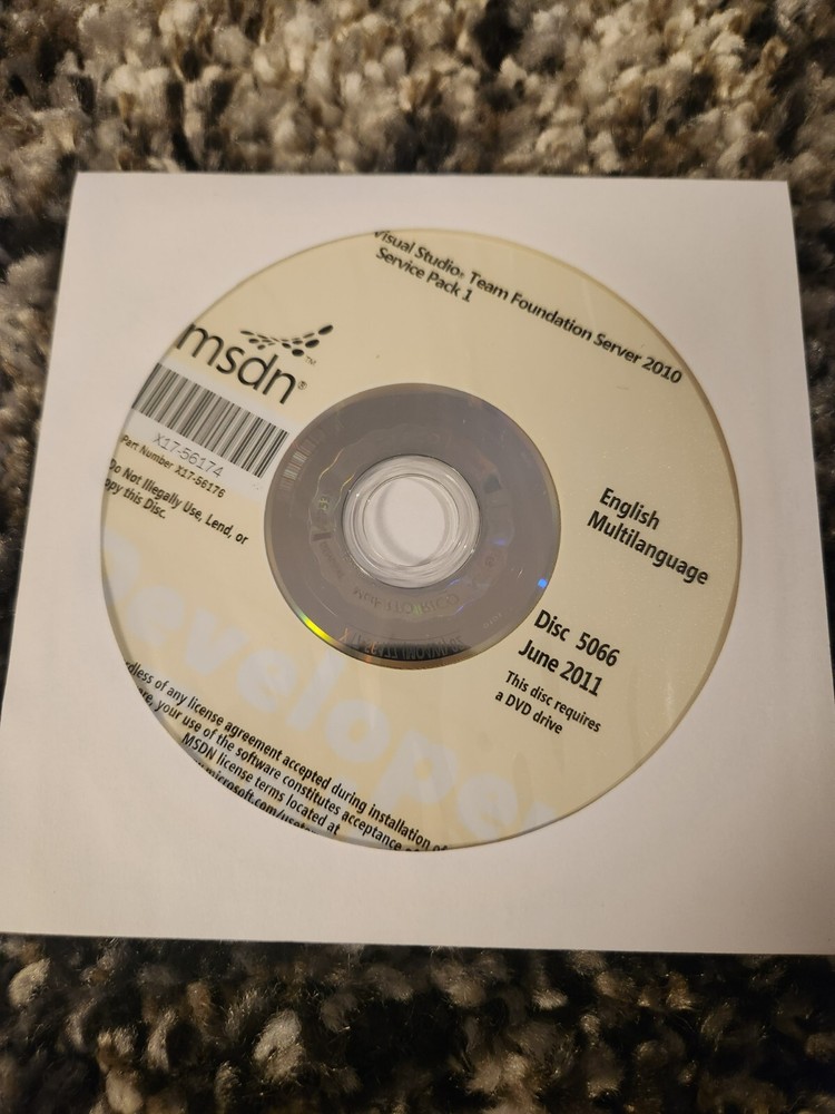 MSDN Microsoft Visual Studio Team Foundation Server 2010 Service Pack 1 DVD