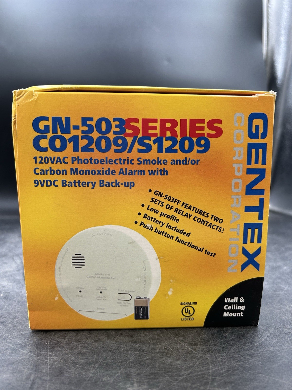 NIB Gentex GN-503 Smoke & CO Alarm 120VAC With 9VDC Battery Backup C01209/S1209