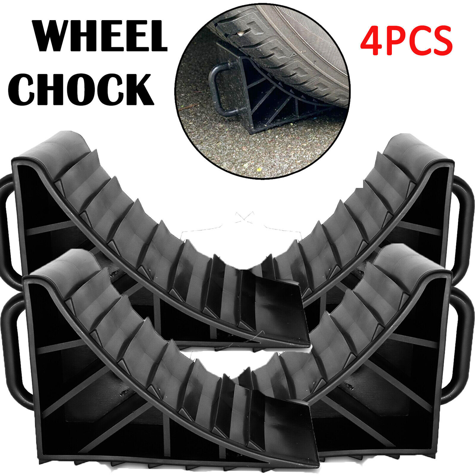 4Pcs/set Car Heavy Duty Solid Wheel Chocks Trailer RV Camper Truck Tire Stopper