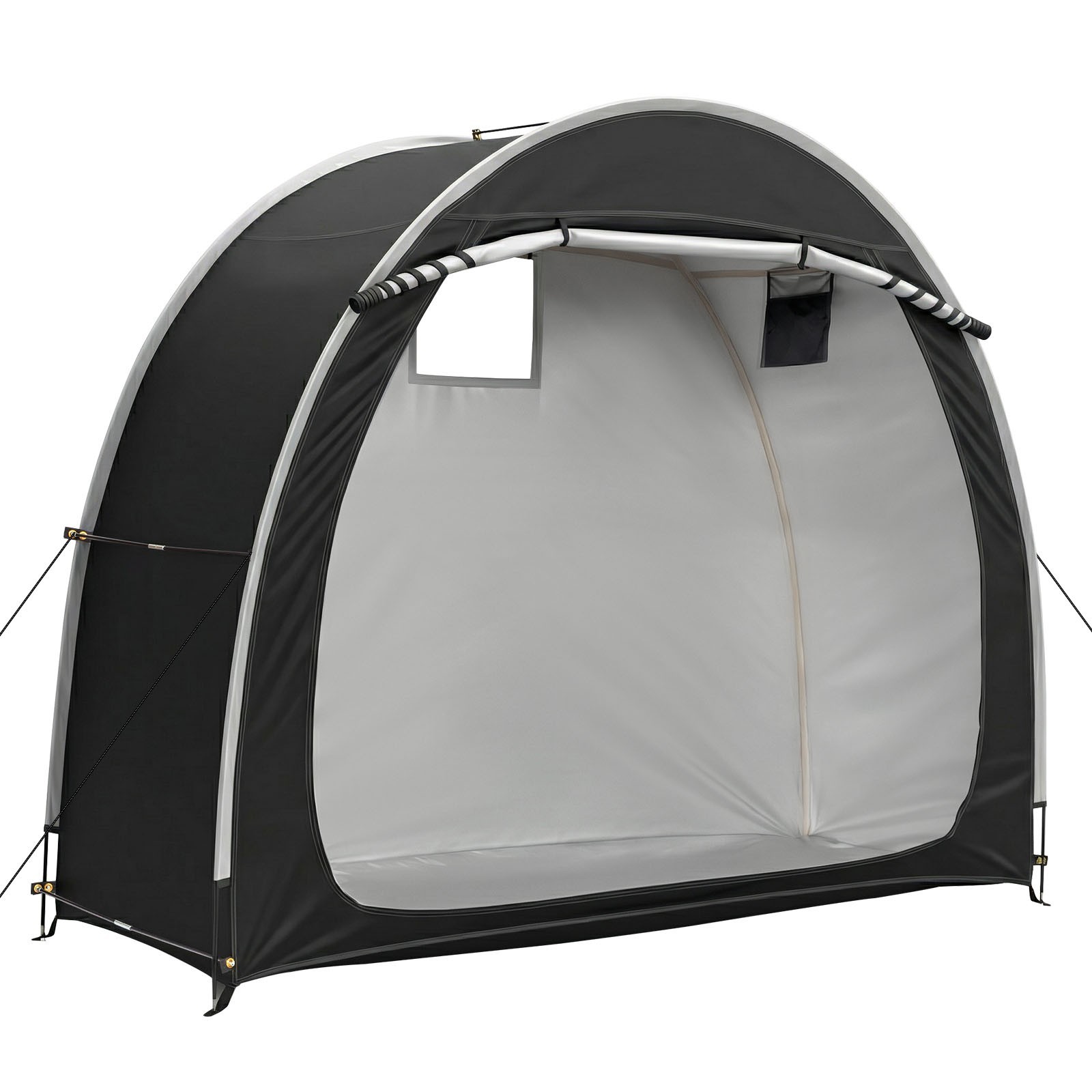 Black Arc Bicycle Storage Shed, 210D PU Silver Coated Oxford Cloth Bike Cover