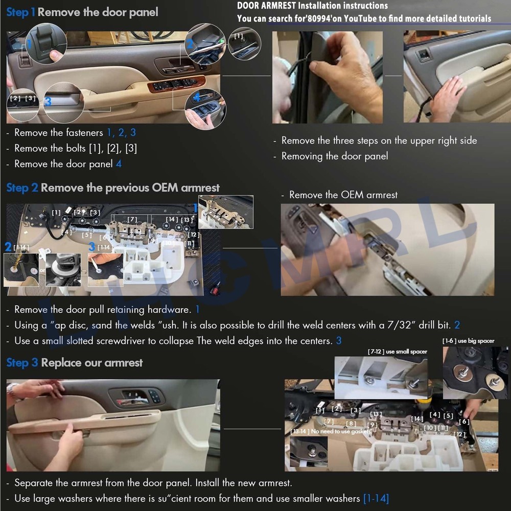 Driver Side Inner Door Pull Handle Armrest Repair for 2010-2014 Chevy GMC