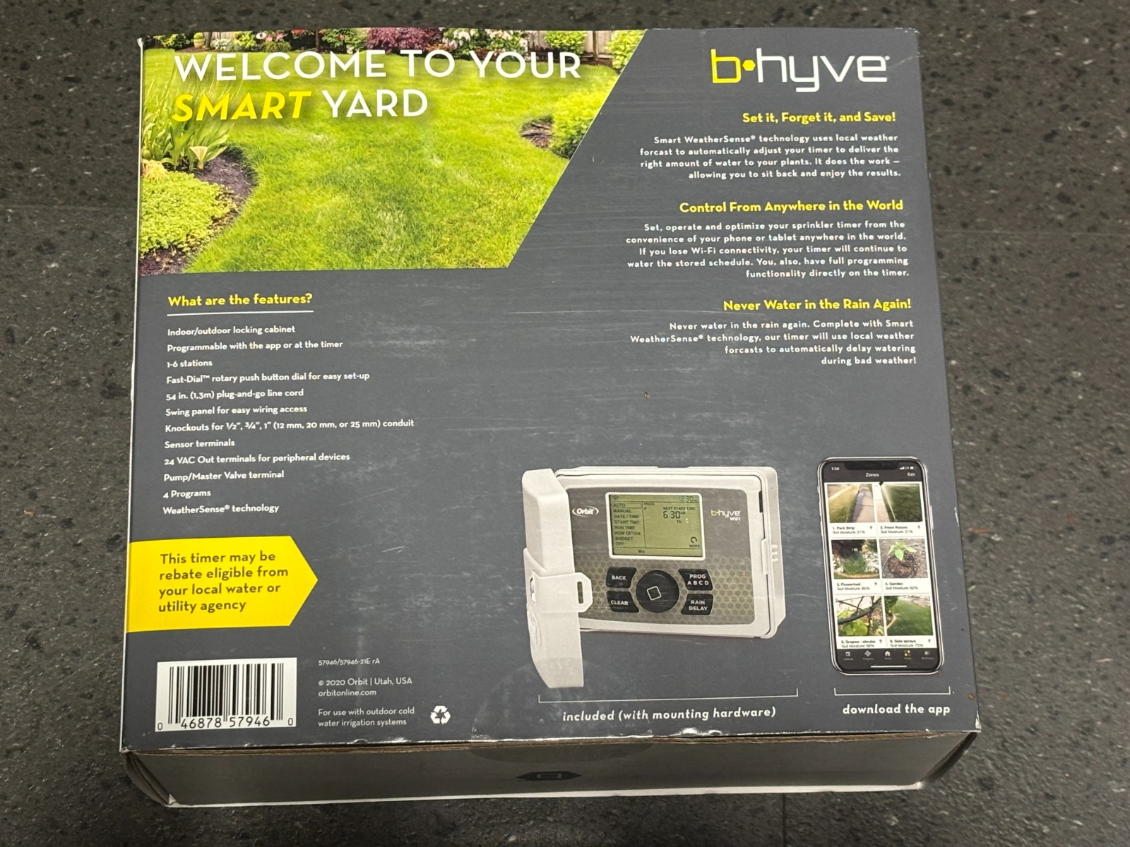 Orbit 57946 B-hyve Indoor/outdoor 6 Station WiFi Sprinkler Controller NEW Sealed
