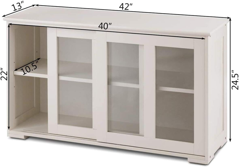 Kitchen Storage Cabinet Sideboard, Stackable Buffet W/Height-Adjustable Shelf &