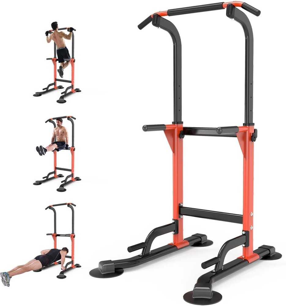 Adjustable Bench Power Tower Dip Station Pull up Bar Strength Training Workout