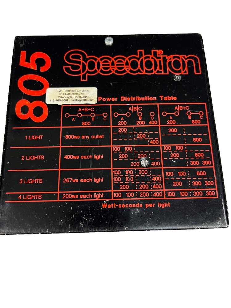Speedotron 805 Power Supply Lighting