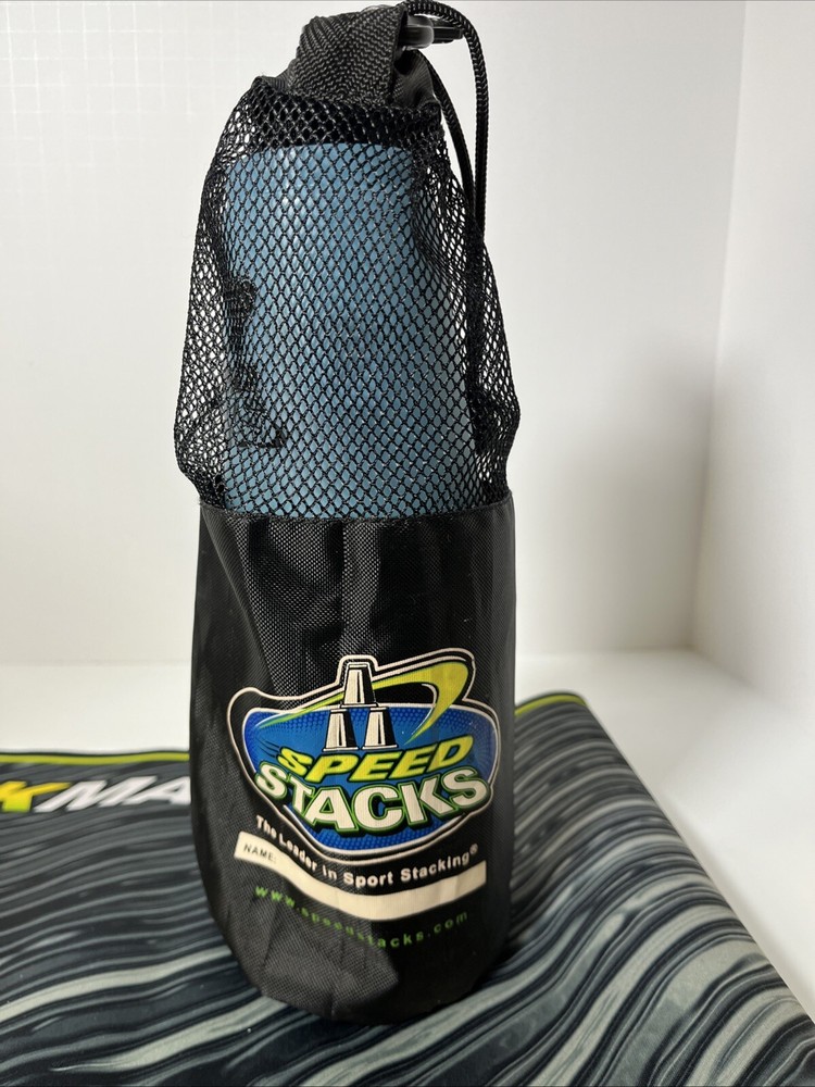 Speed Stack Cup Set WSSA 12 Cups Stackable Light Blue W/ Mesh Bag With Mat