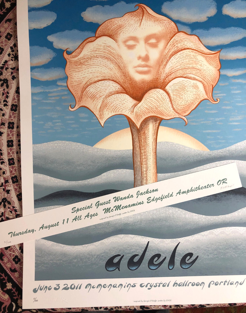 Adele EMEK Signed Number Poster June 2011 Portland Extra Signed # Strip Aug 11