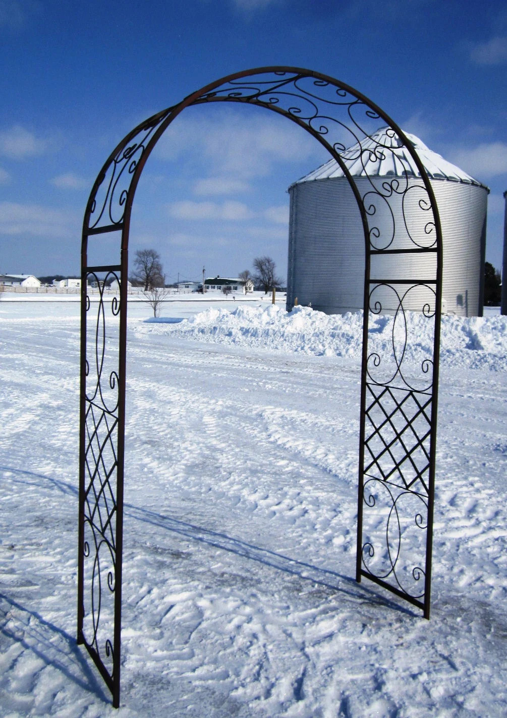 Scroll Arbor Arch - Flower & Vine Support 57"w x 90"t Wrought Iron