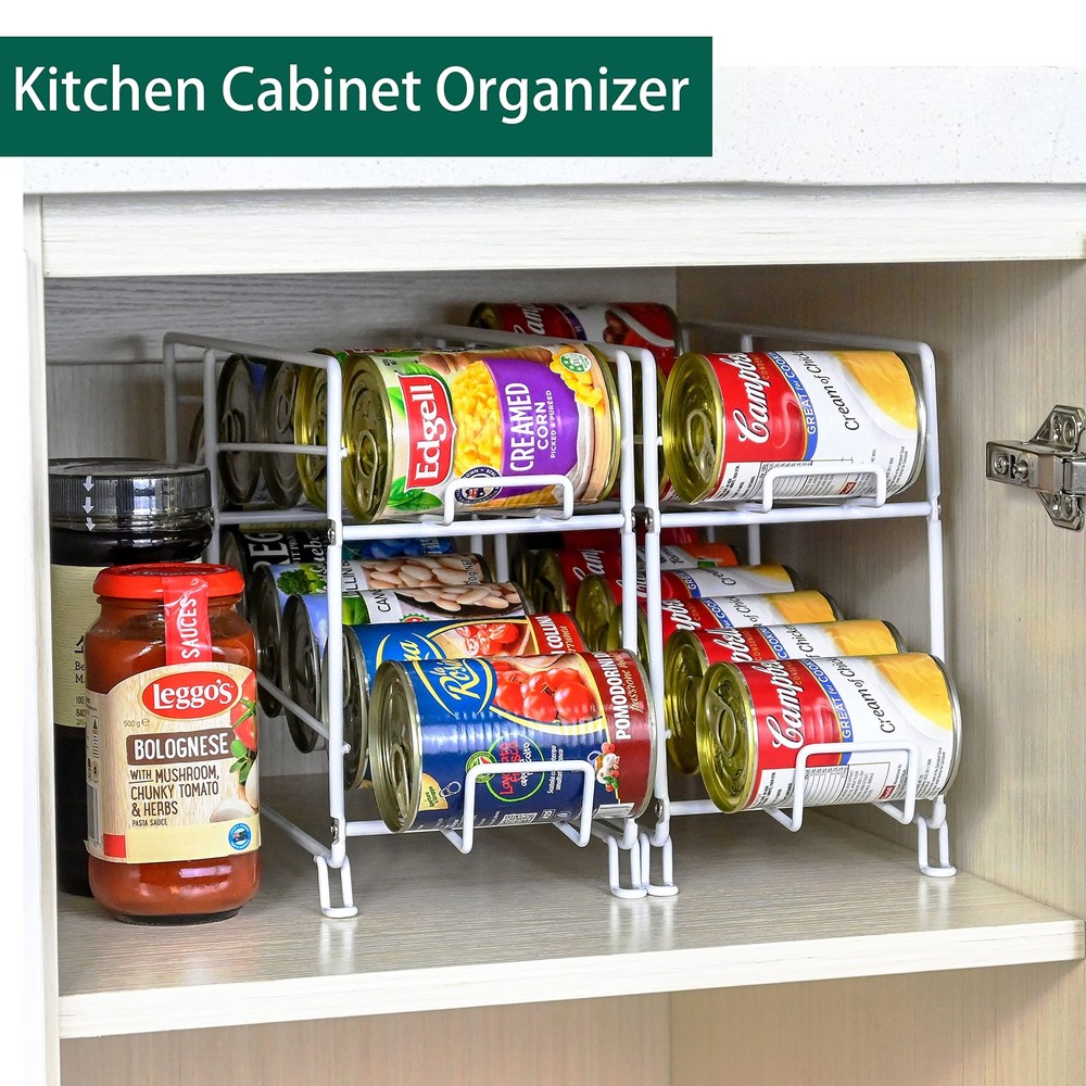 Soda Can Rack Organizer For Pantry Stackable 2 Pack Metal Rustproof Can Dispense