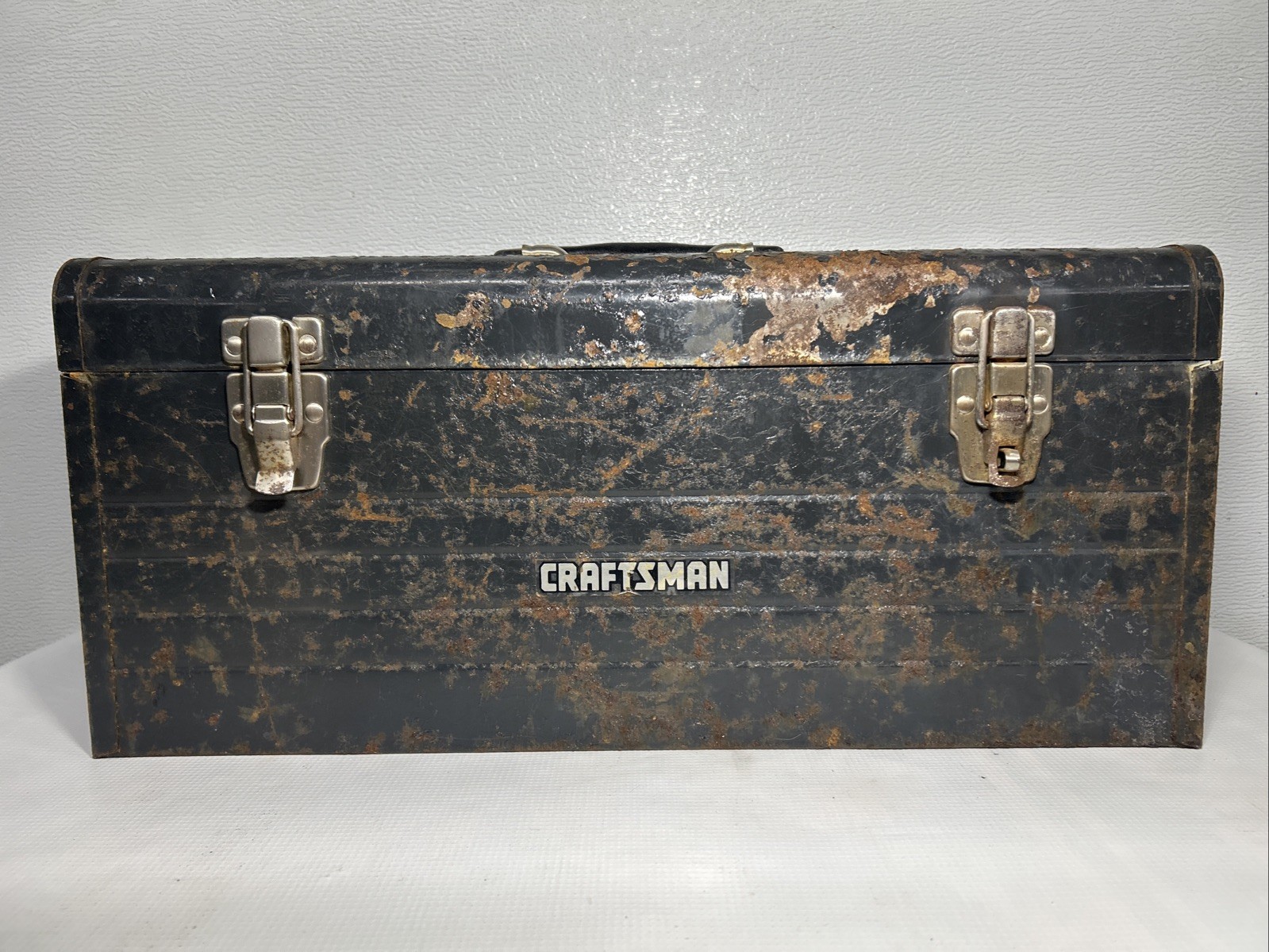 Vintage Sears Craftsman Gray Metal Tool Box Nice Patina 20”L x 8”W x 9"H w/Tray