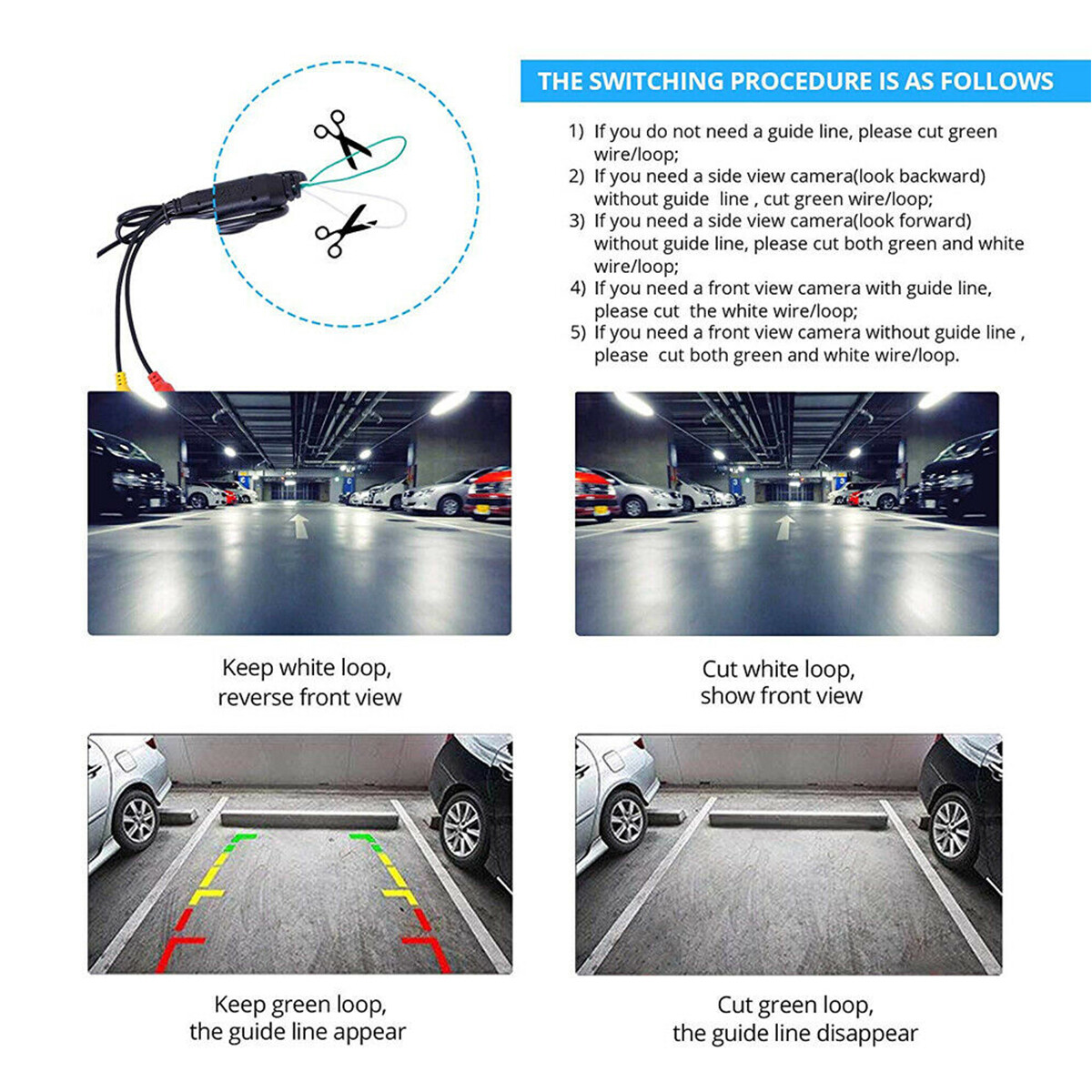 Car Rear View Backup Camera 170° View Angle Night Vision Waterproof 12v CMOS