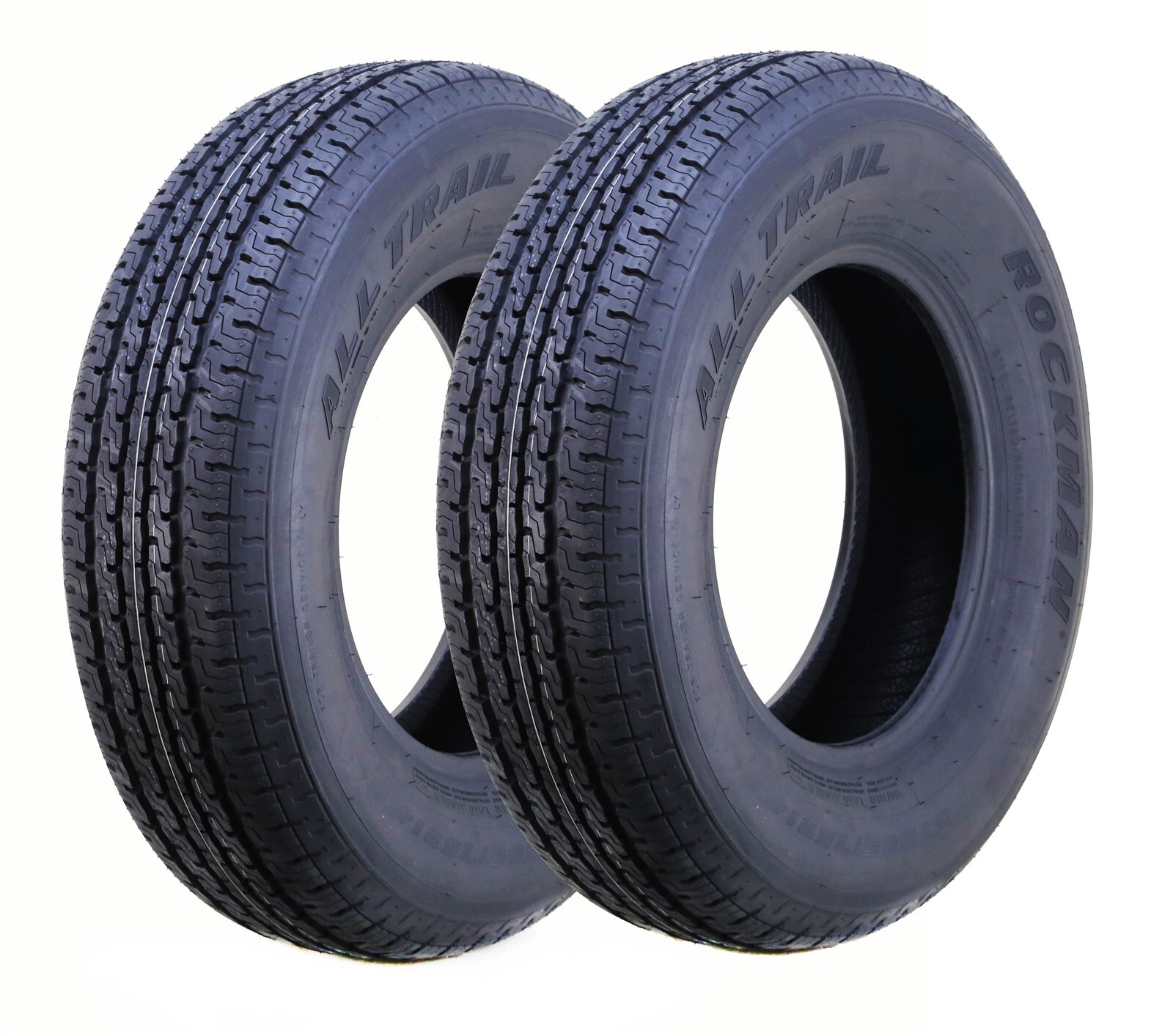 2 ROCKMAN Trailer Tires ST205/75R14 8-Ply Load Range D 105M Steel Belted Radial