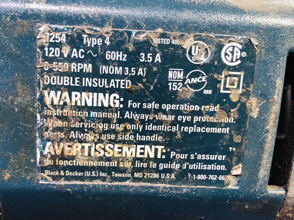 VTG BLACK & DECKER 1/2" Variable Speed Corded Drill Driver Model #7254 Tested