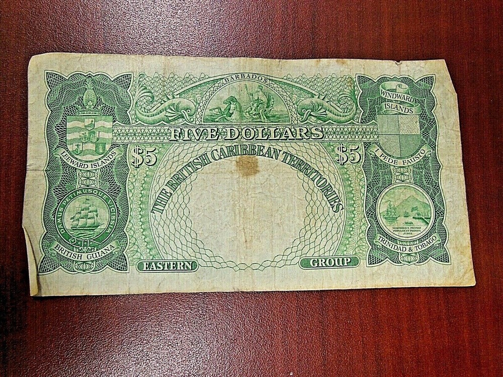 1950 British Caribbean Eastern Group Five ($5) Dollar Note