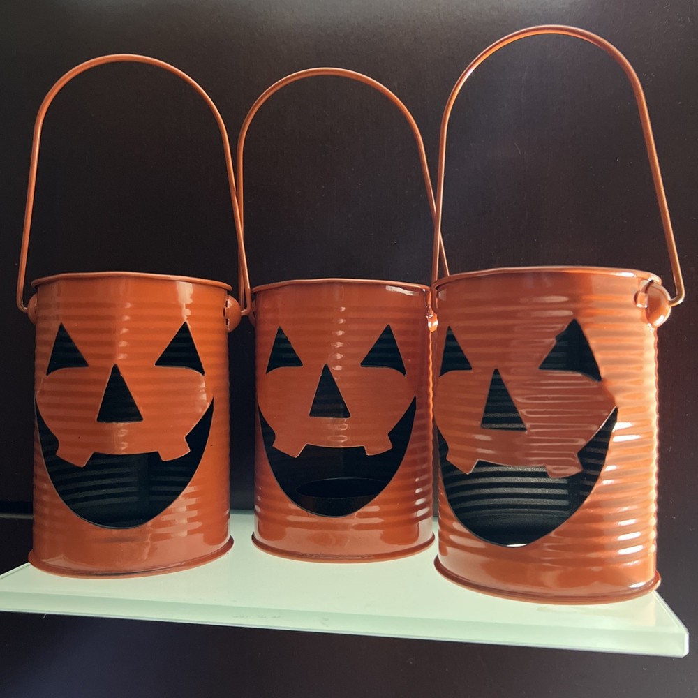 3 Tin Can Halloween Candle Holders