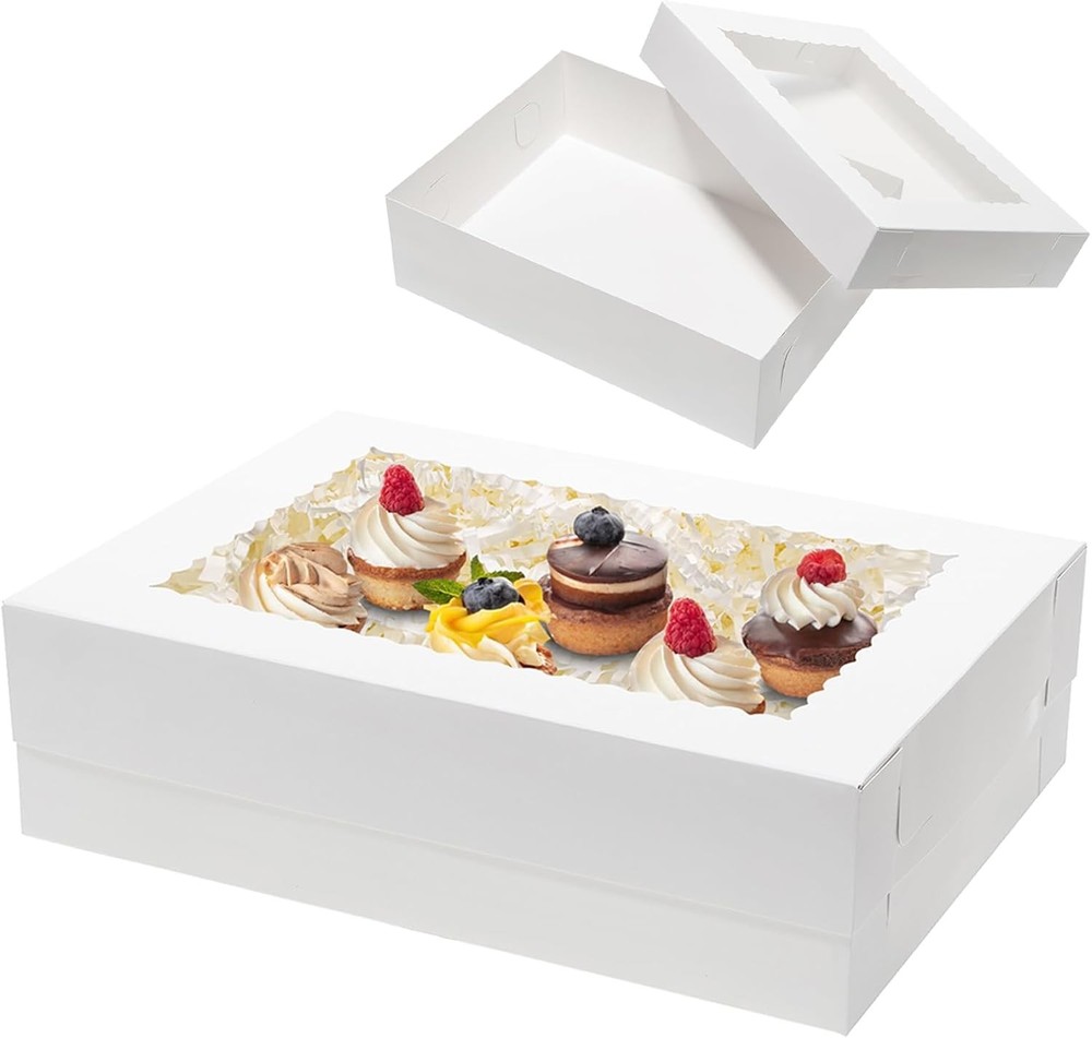 14x10x4 Cake Boxes with Window Rec Quarter Sheet Bakery