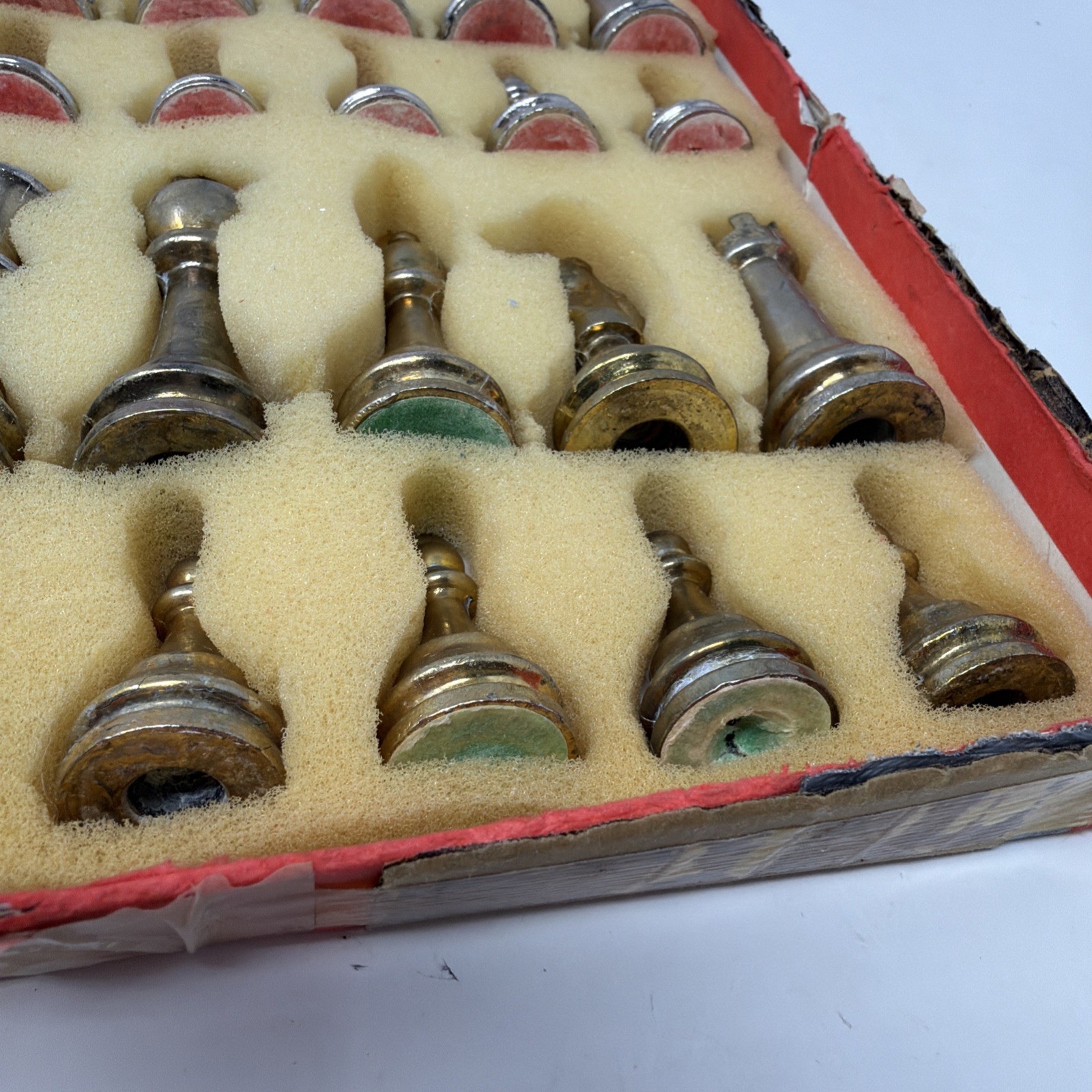 Italian 3" Brass and Cast Metal Complete Set of 32 Chess Pieces