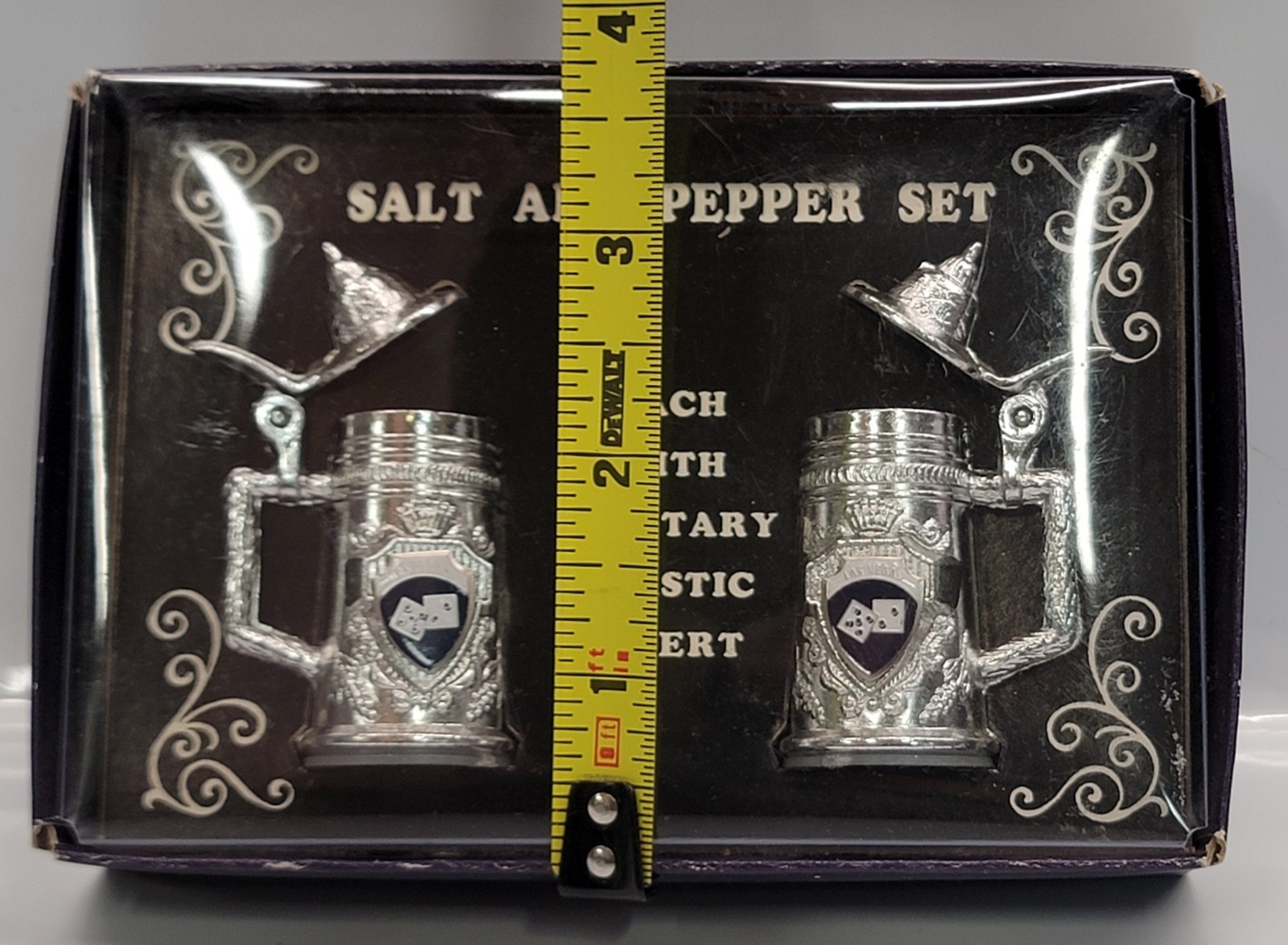 Vintage Las Vegas Dice Metal Beer Stein/ Tankard Salt & Pepper Shaker Set
