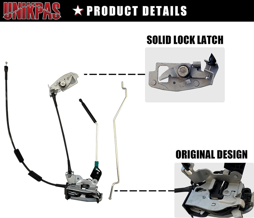 Door Latch Assembly Cable&Rod Compatible Ford E150 E250 E350 Rear Right Cargo