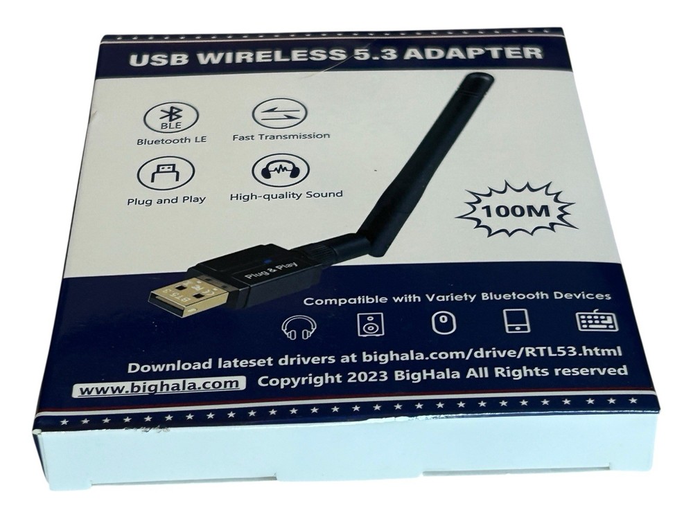 Wireless Adapter, USB 2.0 Bluetooth 5.3 Plug-N-Play, Makes Your PC Compatible