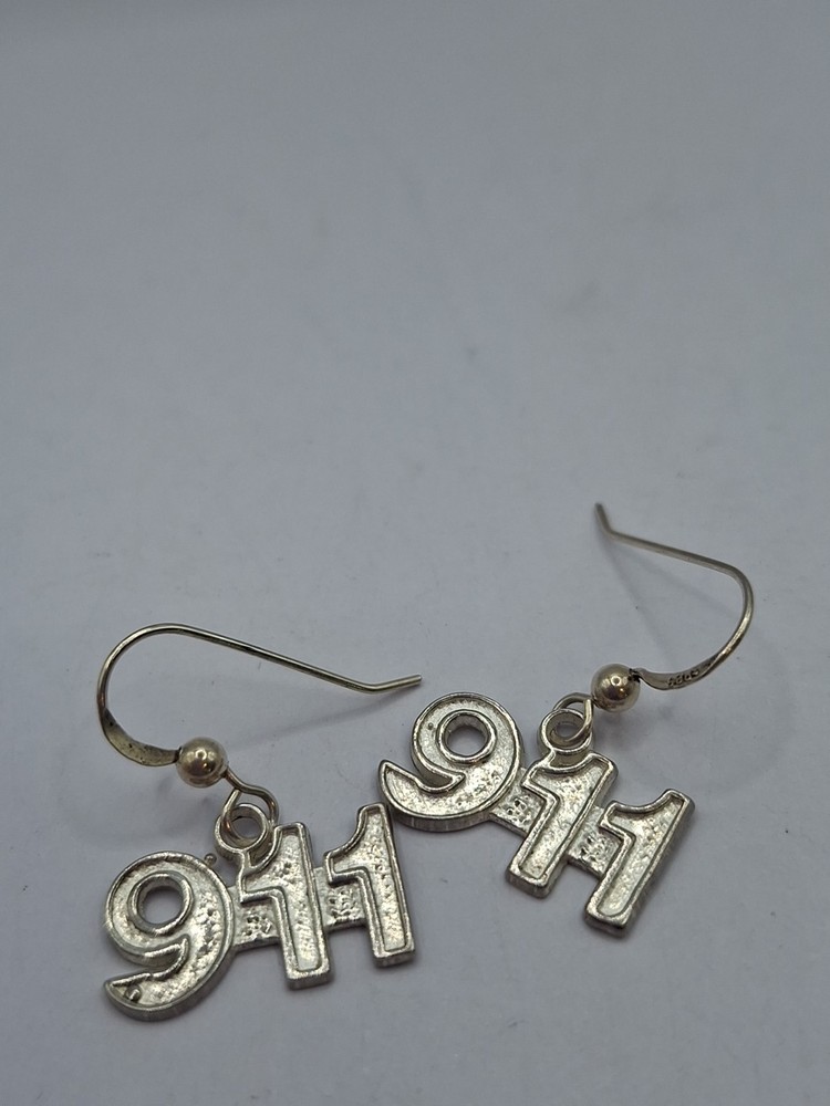 925 Silver 911 Emergency Dispatch Earrings.