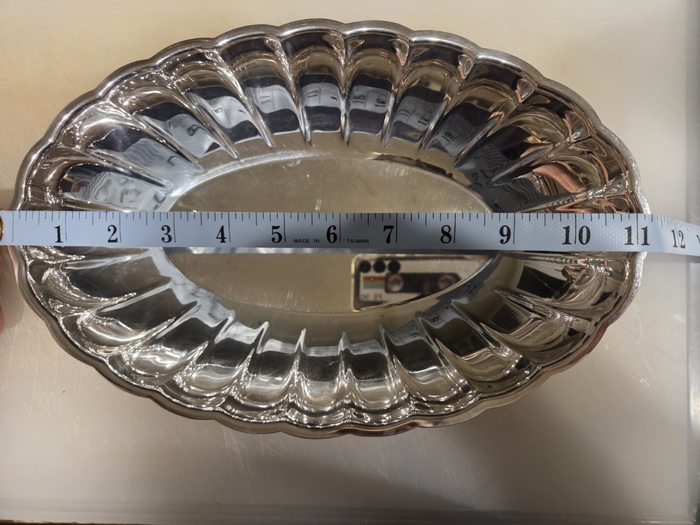 Silver Serving Bowl 11" Wide with 4 legs