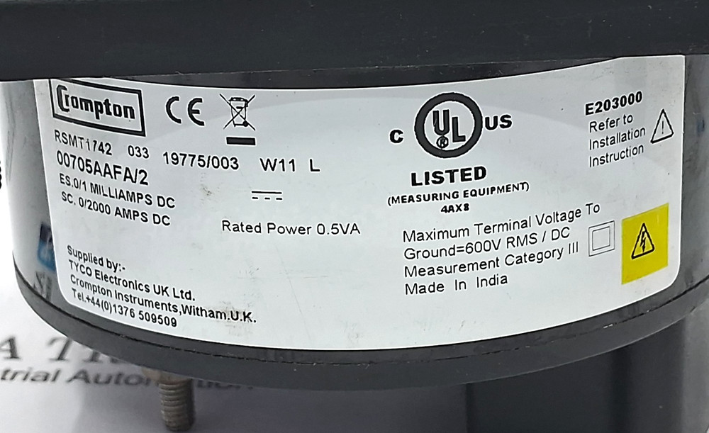 CROMPTON RSMT1742 DC PANEL METER E203000 0 TO 2000 AMPERES