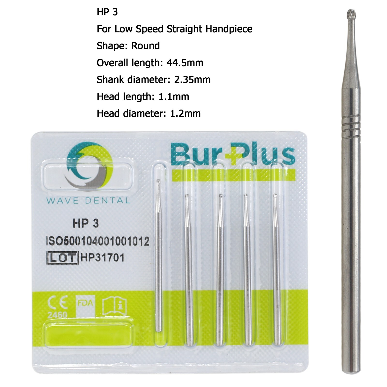 Wave Dental Carbide Burs Round HP Surgical Burs For Straight Handpiece HP 8 557