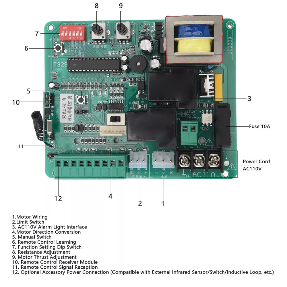 Universal Circuit Control Board For Sliding Gate Opener Main Electronic Control