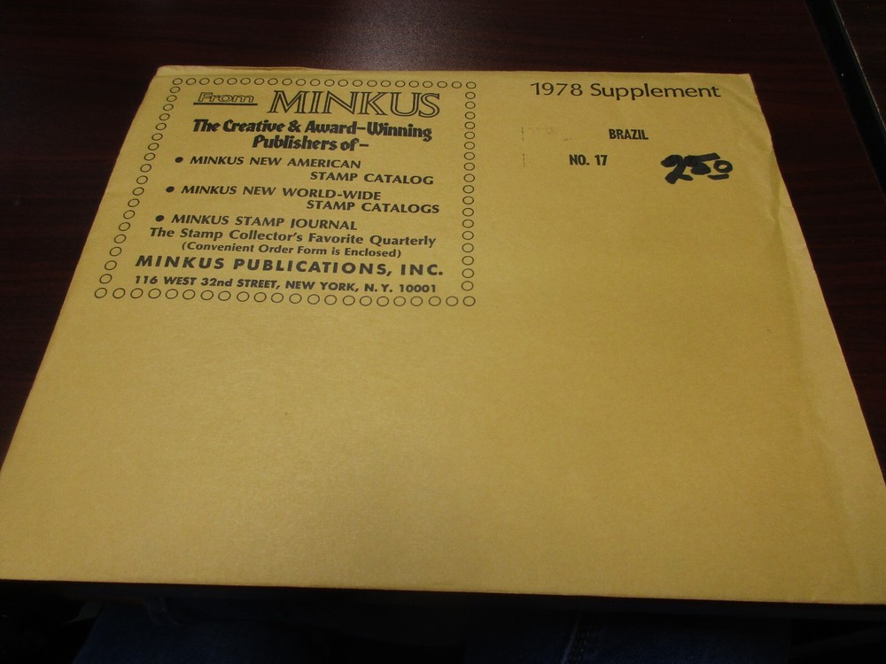 "MINKU" STAMP ALBUM  1978  SUPPLEMENT  BRAZIL   W/FREE SHP.