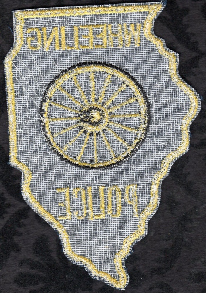 Wheeling Illinois Police Patch Obsolete Design State Shape Darker Background