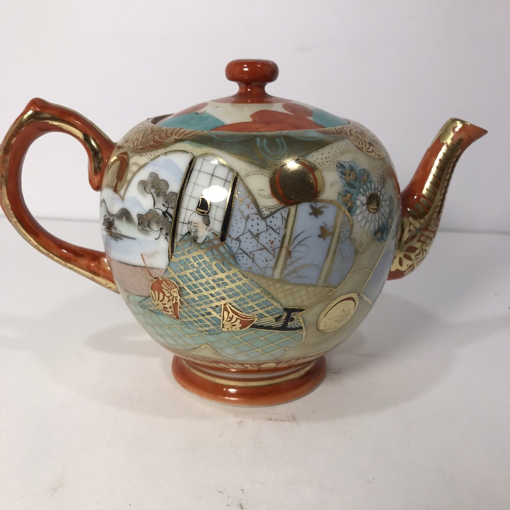 Antique Nippon Hand Painted Gilded 5” Teapot