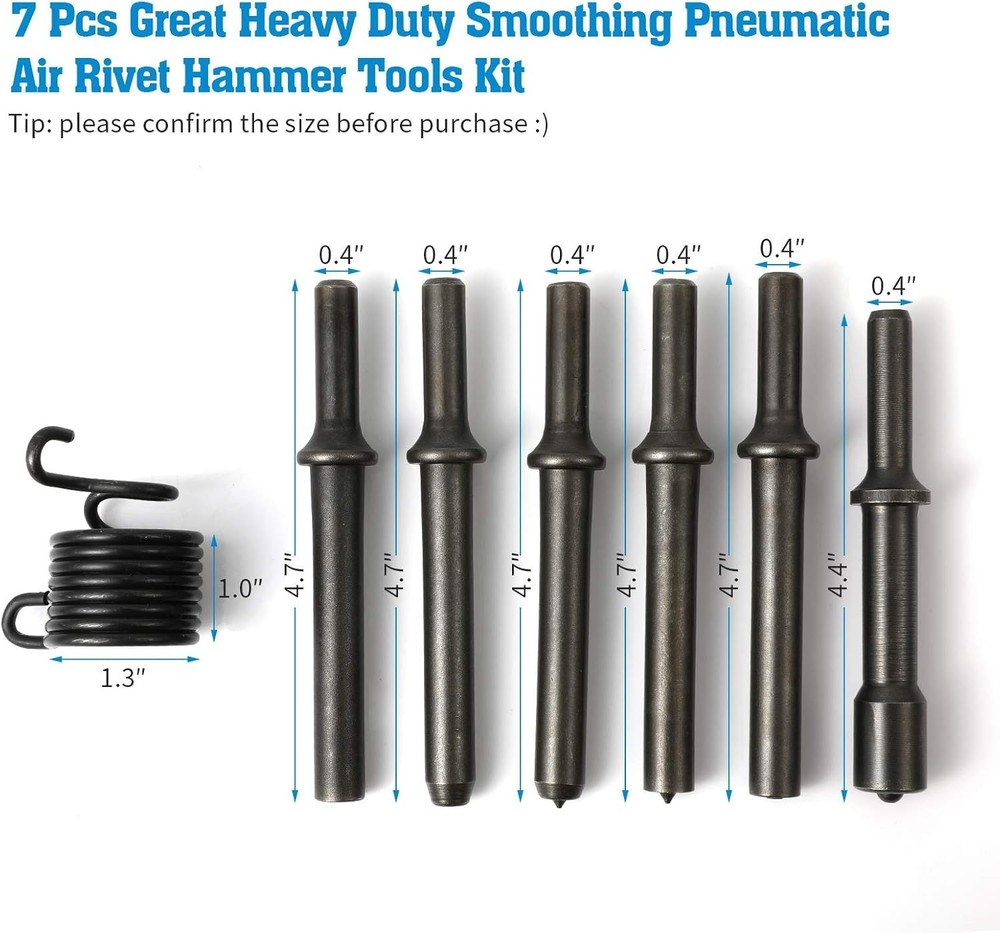 7-Piece Air Powered Rivet Hammer Tools Kit for Durable Performance