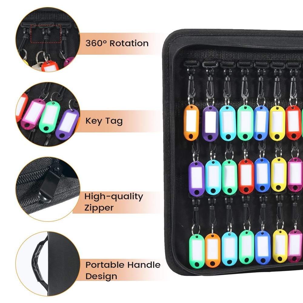 Zippered Key Case Organizer, Waterproof & Fireproof with Handle